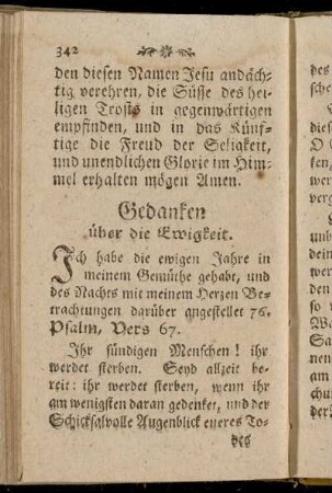 Gedanken über die Ewigkeit.