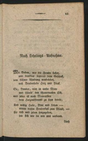 Nach Lehrlings-Aufnahme