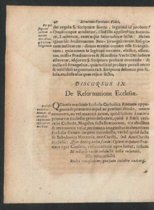Discursus IX. De Reformatione Ecclesiae.