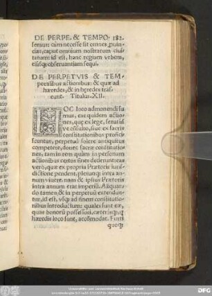 De Perpetuis & Temporalibus actionibus: & quae ad haeredes, & in h[a]eredes tra[n]seunt. Titulus. XII.