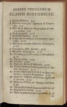 Series Titulorum Classis Historicae.