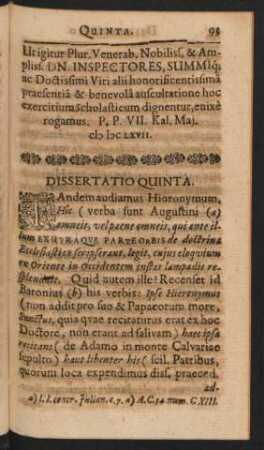 Dissertatio Quinta.
