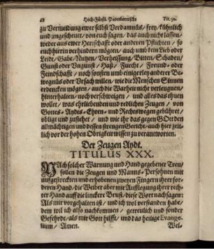 Der Zeugen Aydt. Titulus XXX.