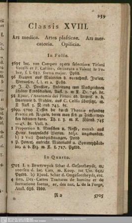 Classis XVIII. Ars Medica. Artes plasticae. Ars mercatoria. Opificia