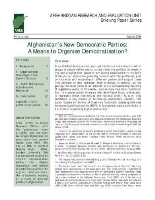 Afghanistan's new democratic parties : a means to organise democratisation?