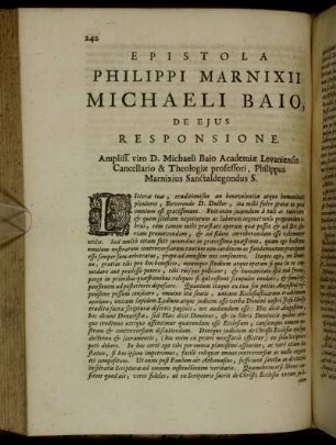 Epistola Philippi Marnixii Michaeli Baio, De Ejus Responsione