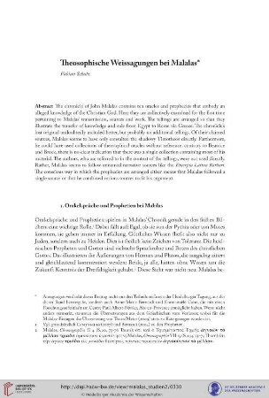Theosophische Weissagungen bei Malalas