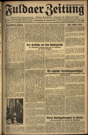Erste Ausgabe vom Donnerstag, den 25. Januar 1934.