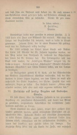 VI. Fleischliche und sonstige Vergehen und Verbrechen. Strafen