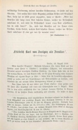 165-185 Friedrich Karl von Savigny als Ireniker : Fortsetzung