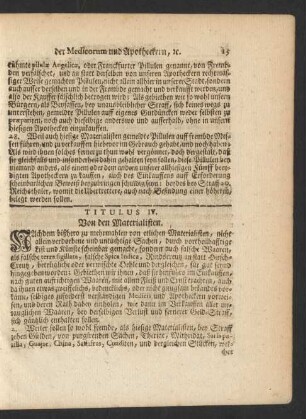 Titulus IV. Von den Materialisten