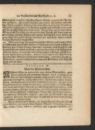 Titulus IV. Von den Materialisten