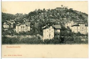 Niederlößnitz. Blick zur Friedensburg