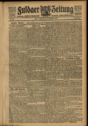 Erste Ausgabe vom Montag, den 18. November 1907.