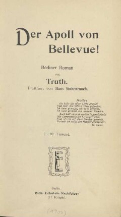 Der Apoll von Bellevue! : Berliner Roman