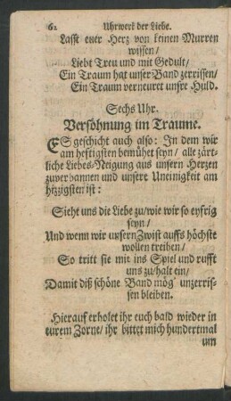 Sechs Uhr. Versöhnung im Traume.