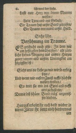 Sechs Uhr. Versöhnung im Traume.