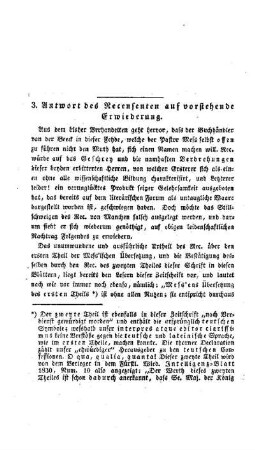 Antwort des Recensenten auf vorstehende Erwiederung