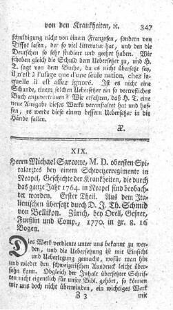 Geschichte der Krankheiten, die durch das ganze Jahr 1764 in Neapel sind beobachtet worden. T.1.