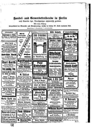 Handel- und Gewerbetreibende in Berlin, nach Erwerbs= bezw. Berufszweigen alphabetisch geordnet