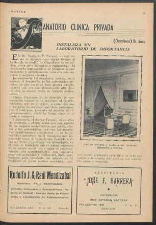 Sanatorio clínica privada (Chacabuco) Bs. Aires : Instalará un laboratorio de importancia