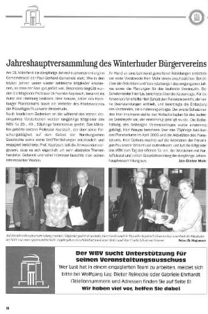 Jahreshauptversammlung des Winterhuder Bürgervereins