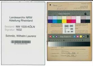 Entnazifizierung Wilhelm Laurenz Schmitz , geb. 26.08.1896 (Schreiner)