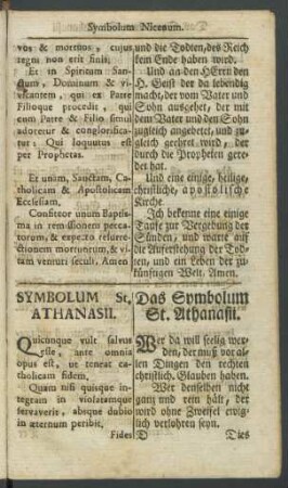 Symbolum St. Athanasii = Das Symbolum St. Athanasii