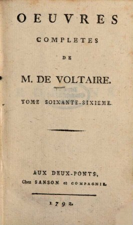 Oeuvres Complètes De M. De Voltaire, 66. Romans ; T. 3