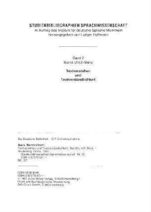 Textverstehen und Textverständlichkeit