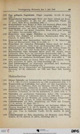 Holzarbeiten (Nr. 1191-1214)