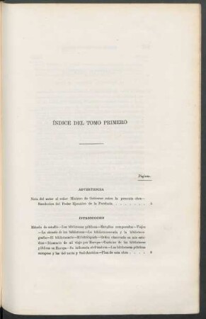 Índice del tomo primero