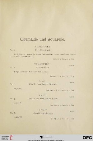 Ölgemälde und Aquarelle (Nr. 1-222)