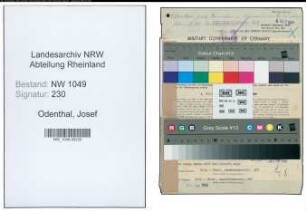 Entnazifizierung Josef Odenthal , geb. 28.10.1908 (Kaufmaennischer Angestellter)