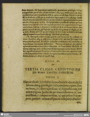 Caput IV. De Tertia Classe Creditorum Ius Reale Tantum Habentium