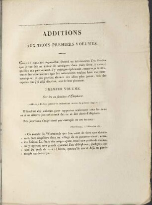 Additions Aux Trois Premiers Volumes