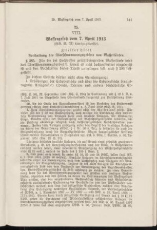 VIII. Wassergesetz vom 7. April 1913