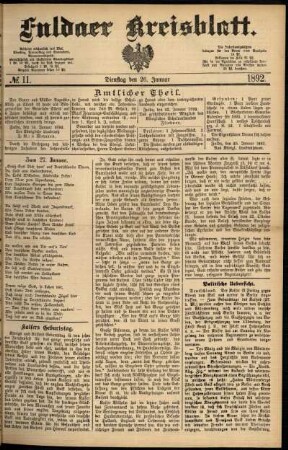 Ausgabe vom Dienstag, den 26. Januar 1892.