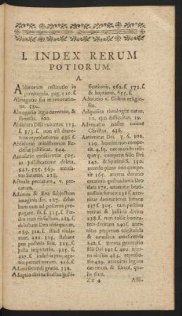 I. Index Rerum Potiorum