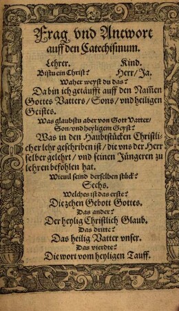Catechismus, Christliche underrichtung, oder Lehrtafel