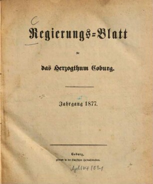 Regierungs-Blatt für das Herzogtum Coburg. 1877