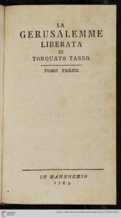 Tomo 3: La Gerusalemme Liberata