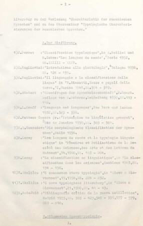 I-XI, Literaturempfehlungen