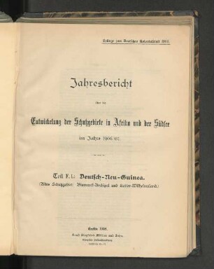 Teil F.I.: Deutsch-Neu-Guinea.