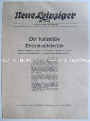 Extrablatt der "Neuen Leipziger Zeitung" mit Auszügen aus dem italienischen Wehrmachtsbericht