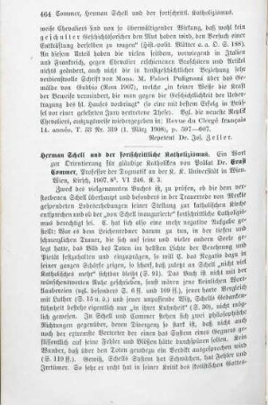 464-467 [Rezension] Commer, Ernst, Hermann Schell und der fortschrittliche Katholizismus