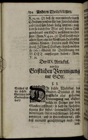 Der IIX. Artickul. von der Geistlichen Vereinigung mit Gott