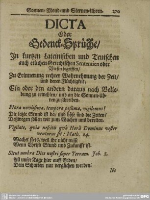 DICTA Oder Gedenck-Sprüche /