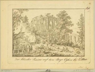 Die Klosterruine und der Friedhof auf dem Berg Oybin im Zittauer Gebirge