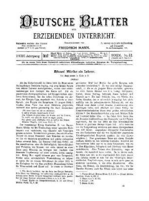 Eduard Mörike als Lehrer : (Schluss)